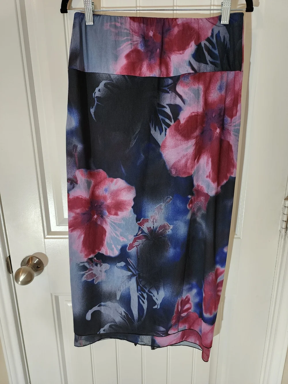 Free People Sunset Mesh Maxi Skirt Night Combo Floral Sheer Overlay Size S